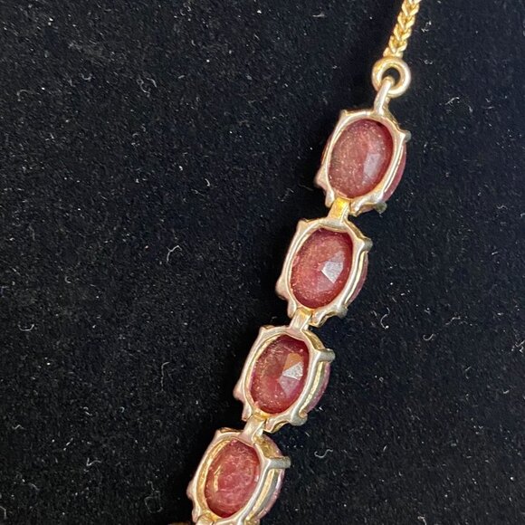 18” Necklace Gold over Sterling Silver 925 with Rubies Jewelry - Picture 12 of 14